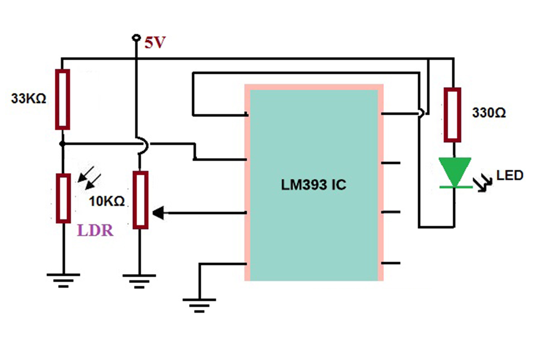 LM393 Comparator Circuit Example